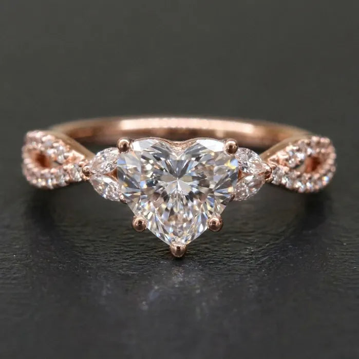 Breathtaking Fire & Brilliance:Heart Cut Diamond Intertwined Ring--Last Day Sale-90% OFF🔥