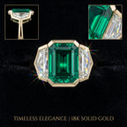 18K Two-Tone Gold Emerald & Diamond Art Deco Ring | Snag-Free Comfort Fit--Last Day Sale-90% OFF🔥