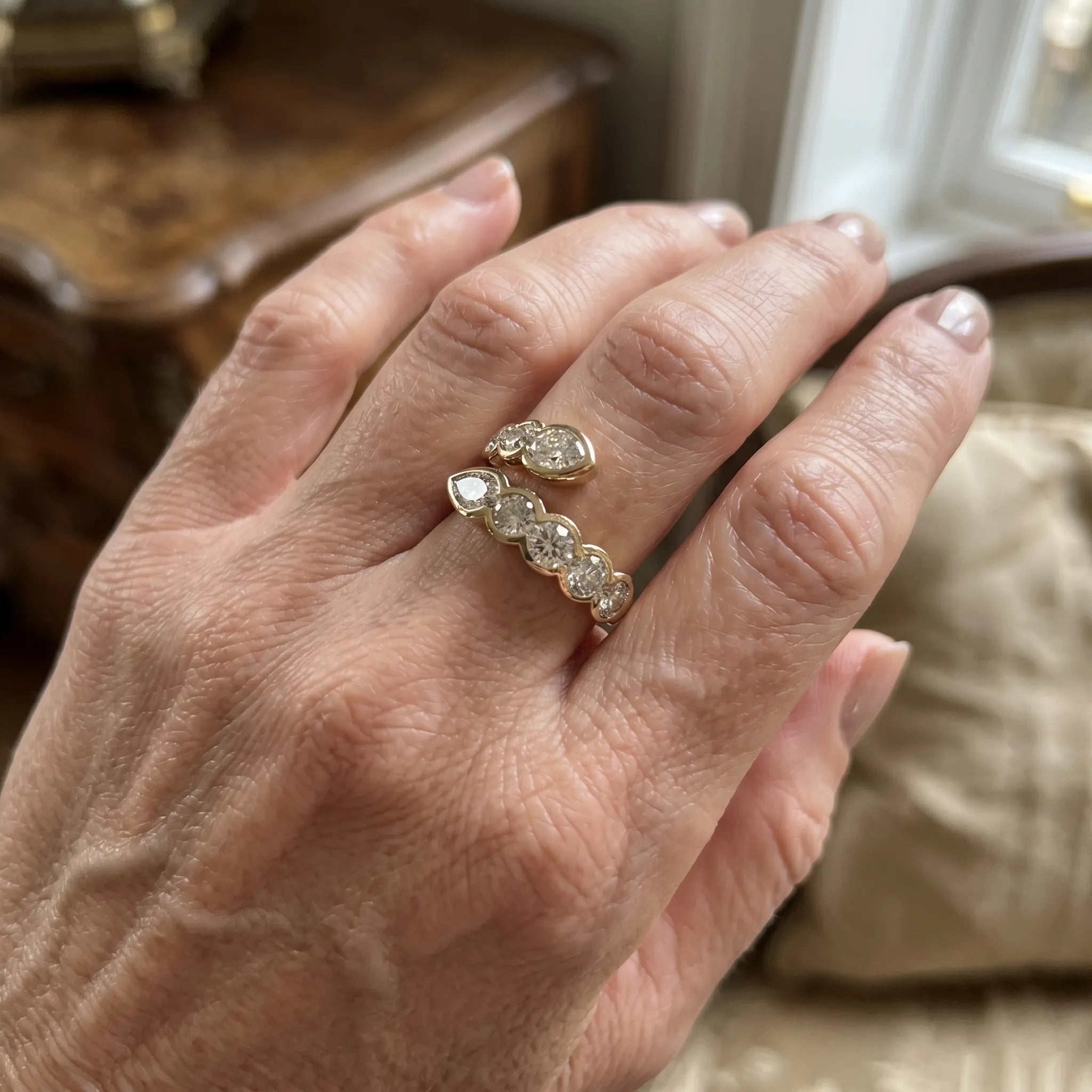14K Solid Gold Pear-Cut Bypass Ring | Snag-Free & Effortless Comfort Fit--Last Day Sale-90% OFF🔥