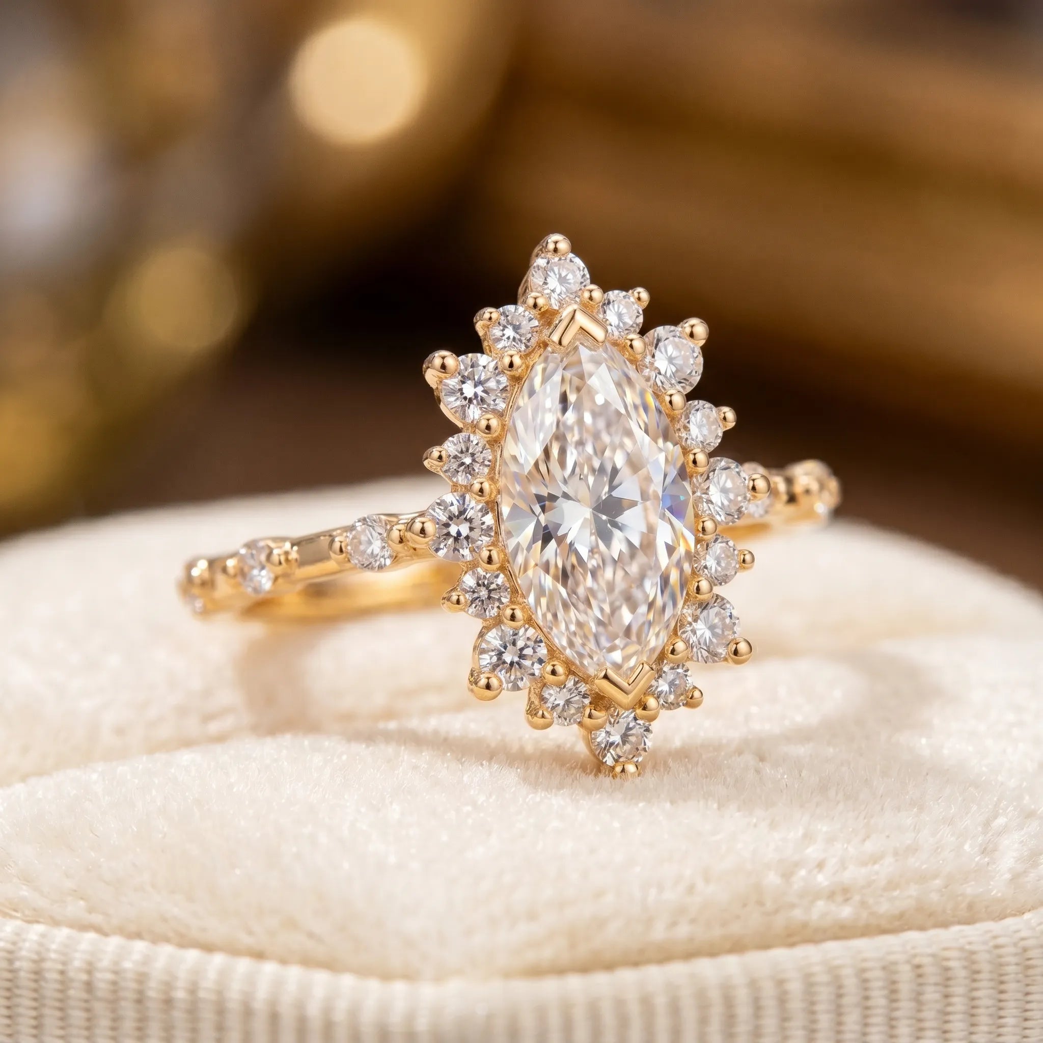 Vintage Marquise Moissanite Ring - Visually Slenderizes Fingers, Flawless Diamond Alternative--Last Day Sale90% OFF🔥