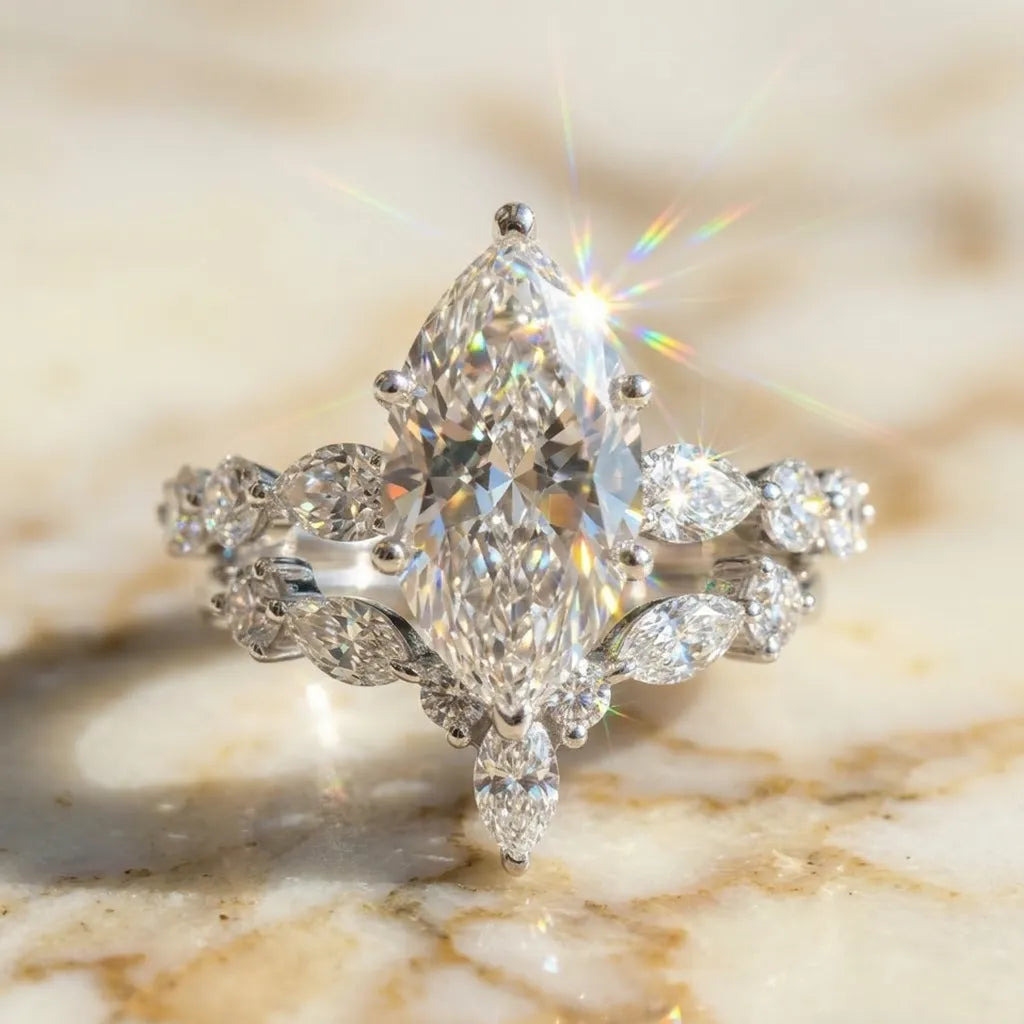 Experience Refined Radiance: The Ultimate Stacking Marquise Set--Last Day Sale-90% OFF🔥