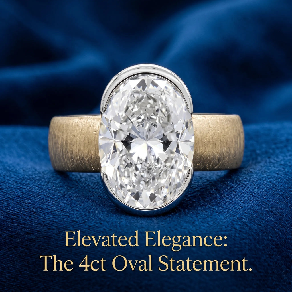 The Timeless Statement: 4ct Oval Lab-Diamond in Hand-Brushed Gold – Elegance That Won't Snag Your Silk or Flip on Your Finger--Last Day Sale-90% OFF🔥