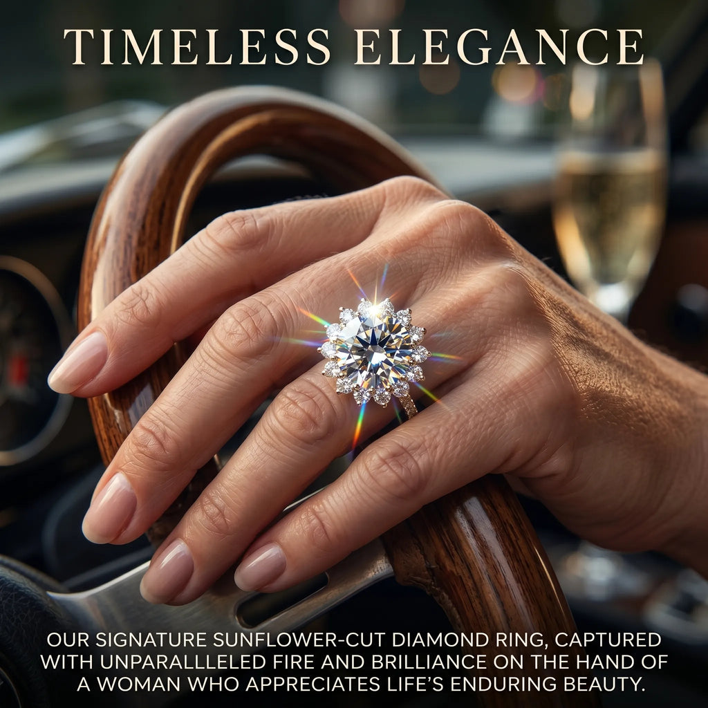 The Soraya Vintage Sunburst Halo Ring | Heirloom-Quality Diamond in Solid 18K Yellow Gold--Last Day Sale-90% OFF🔥