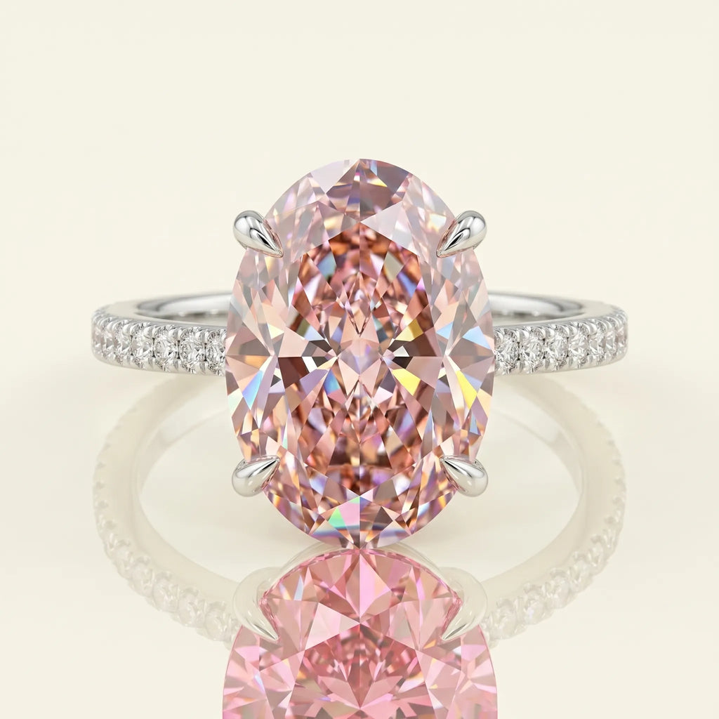 The Radiant Fancy Pink Oval Diamond Ring – Perfectly Centered, Endlessly Elegant--Last Day Sale-90% OFF🔥