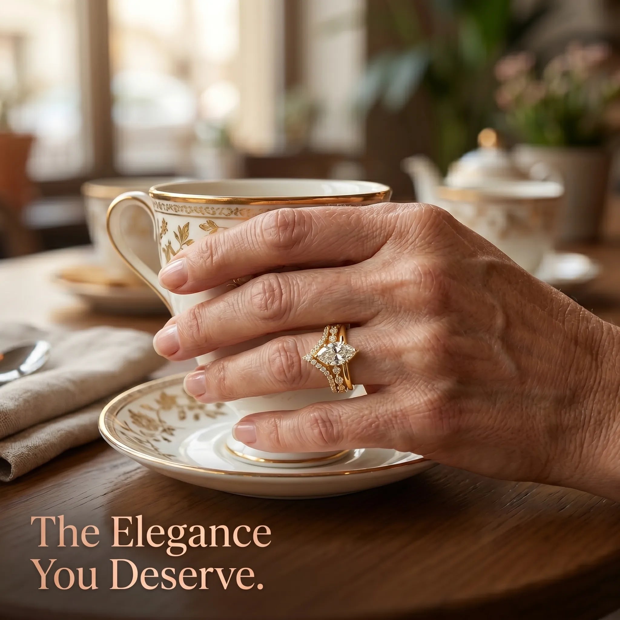 The Timeless Elegance: Marquise Cut Moissanite Crown Ring Set--Last Day Sale-90% OFF🔥