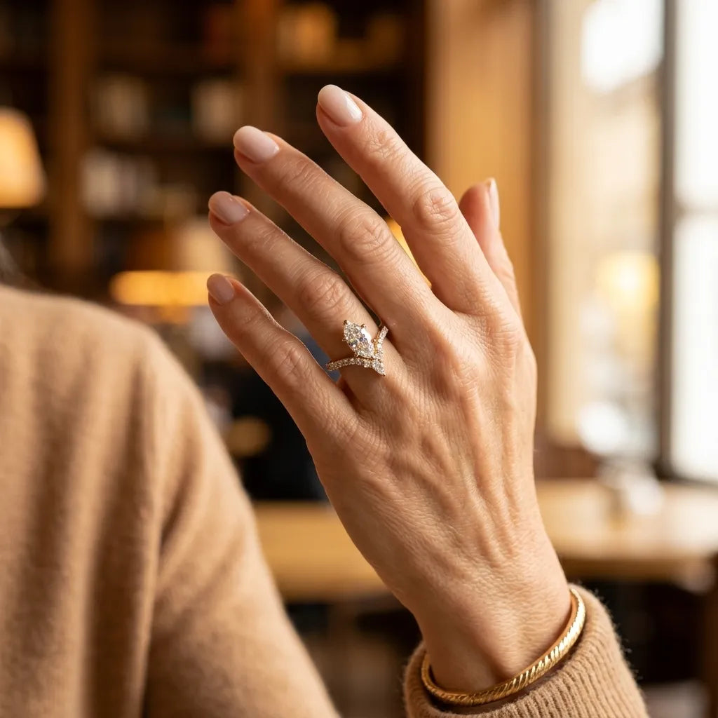 The Radiant Chevron Ring | Vintage Marquise Cut for Everyday Luxury--Last Day Sale-90% OFF🔥
