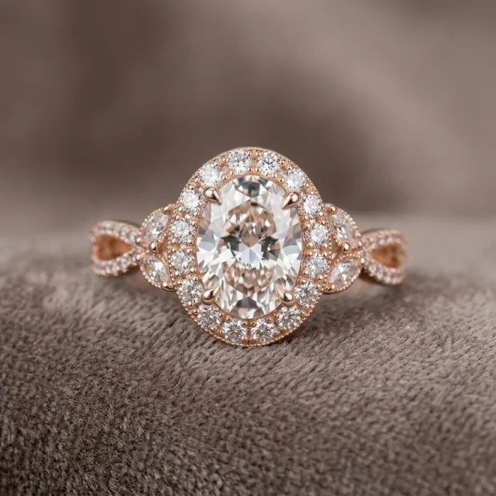 The "Petals in Bloom" Oval Halo Ring: Timeless Elegance for Every Milestone--Last Day Sale-90% OFF🔥