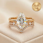 The Timeless Elegance: Marquise Cut Moissanite Crown Ring Set--Last Day Sale-90% OFF🔥