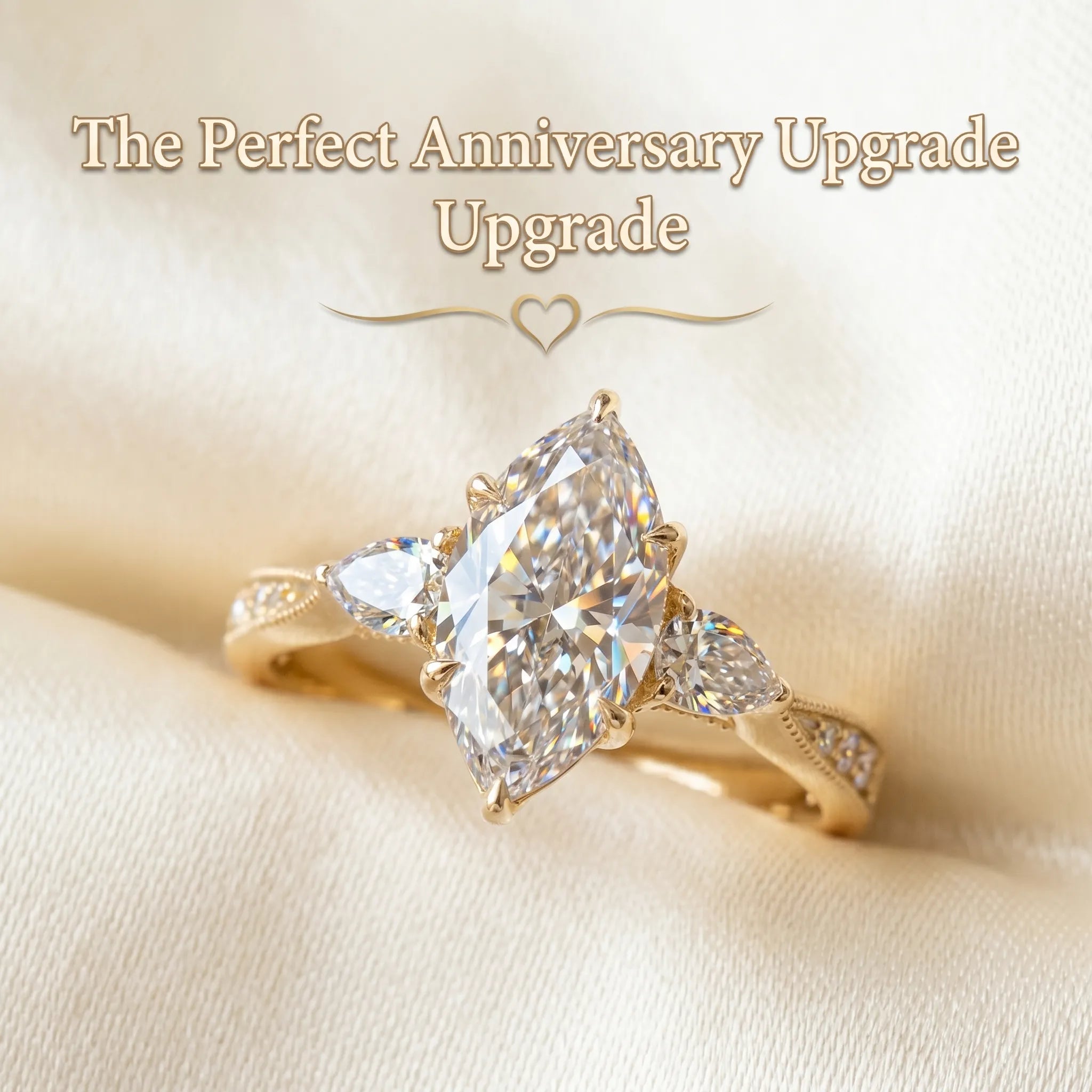 Timeless Elegance: Flattering Marquise Cut Lab Diamond Statement Ring--Last Day Sale-90% OFF🔥