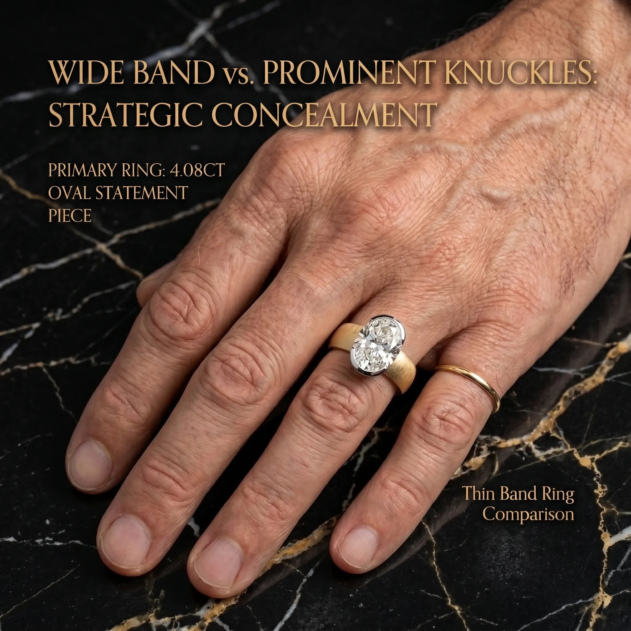 The Timeless Statement: 4ct Oval Lab-Diamond in Hand-Brushed Gold – Elegance That Won't Snag Your Silk or Flip on Your Finger--Last Day Sale-90% OFF🔥