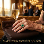 18K Two-Tone Gold Emerald & Diamond Art Deco Ring | Snag-Free Comfort Fit--Last Day Sale-90% OFF🔥