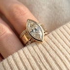 The Timeless Heirloom: 5-Carat Marquise Bezel Ring with Vintage Star Details--Last Day Sale-90% OFF🔥