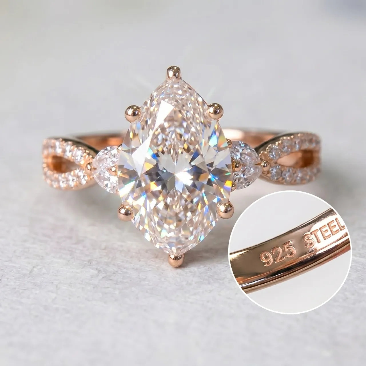 Stunning  Vintage Pear Cut Travel Ring – Hypoallergenic 925 Silver --Last Day Sale-90% OFF🔥