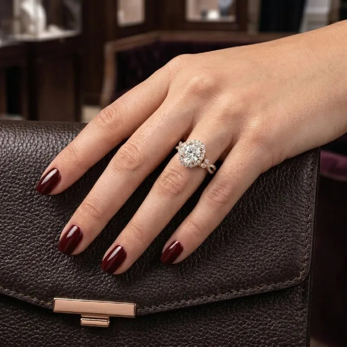 The "Petals in Bloom" Oval Halo Ring: Timeless Elegance for Every Milestone--Last Day Sale-90% OFF🔥