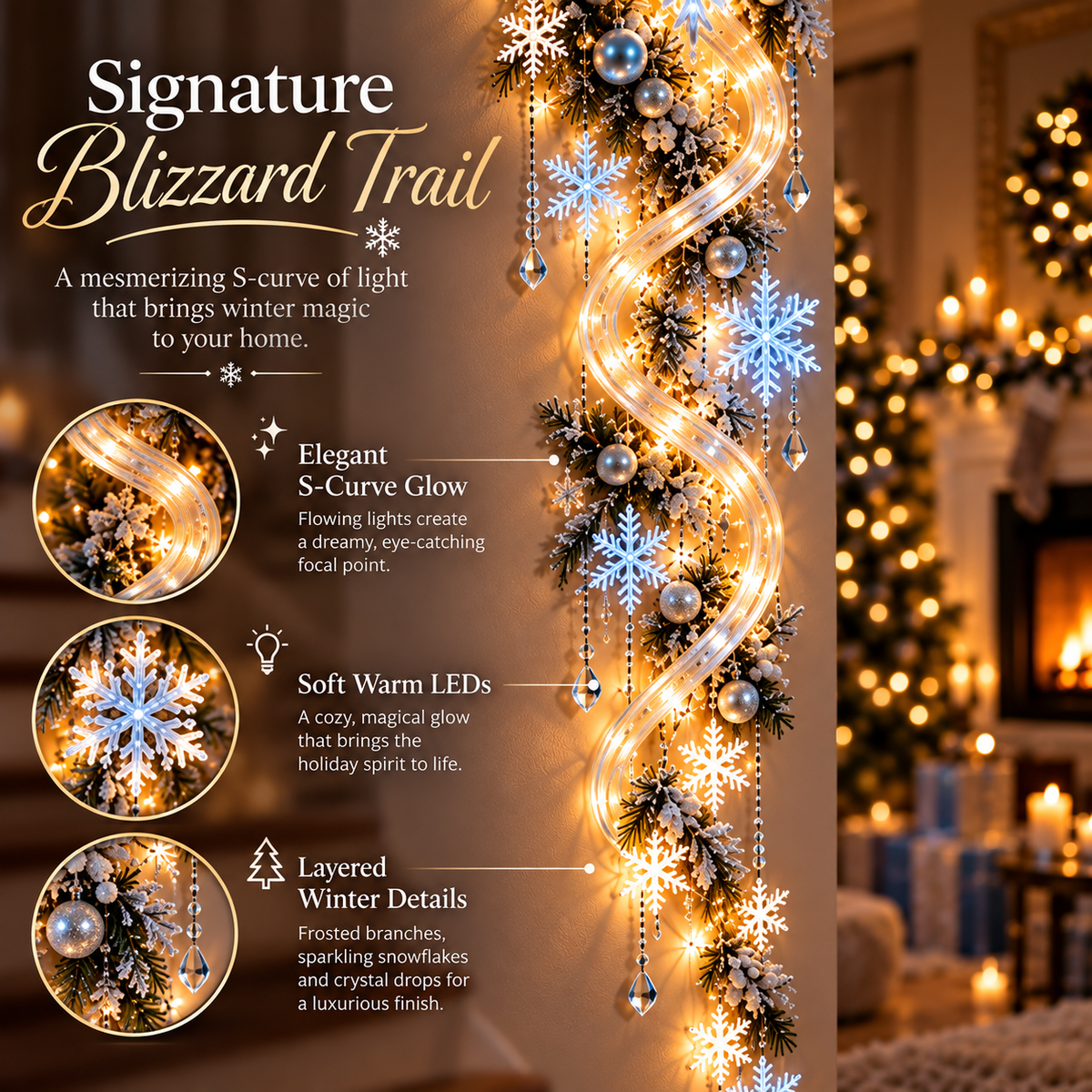 🔥Last Day 90% OFF🔥❄️ Giant Snowflake Blizzard Trail™- Let the Snowstorm Glow Indoors