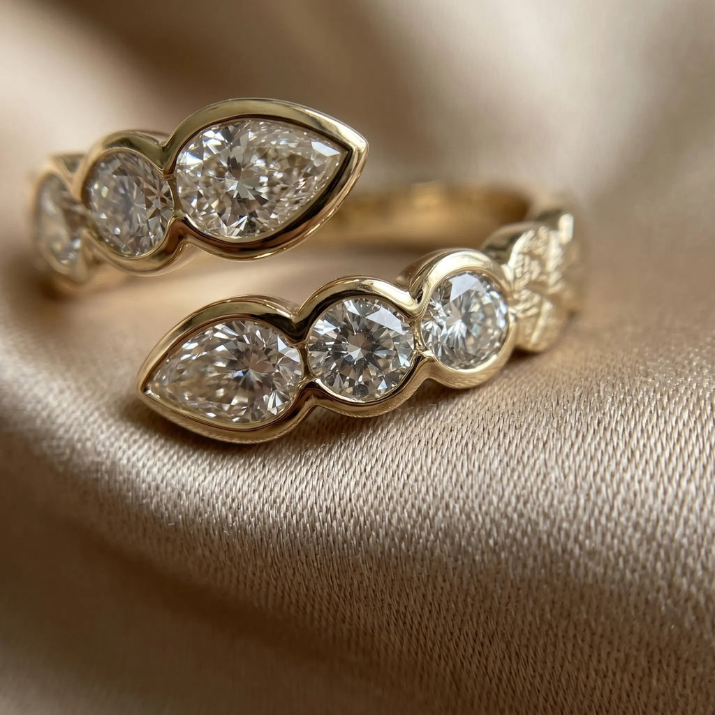 14K Solid Gold Pear-Cut Bypass Ring | Snag-Free & Effortless Comfort Fit--Last Day Sale-90% OFF🔥