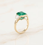 18K Two-Tone Gold Emerald & Diamond Art Deco Ring | Snag-Free Comfort Fit--Last Day Sale-90% OFF🔥
