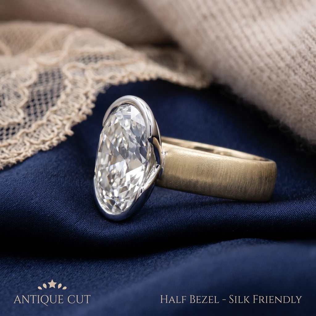 The Timeless Statement: 4ct Oval Lab-Diamond in Hand-Brushed Gold – Elegance That Won't Snag Your Silk or Flip on Your Finger--Last Day Sale-90% OFF🔥