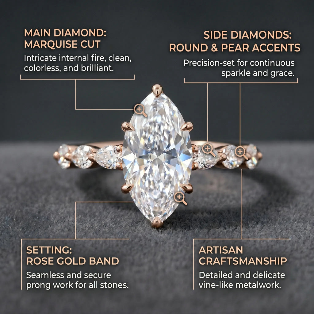 The Heirloom Marquise:  Vintage-Inspired Brilliance in Solid 18K Gold--Last Day Sale-90% OFF🔥