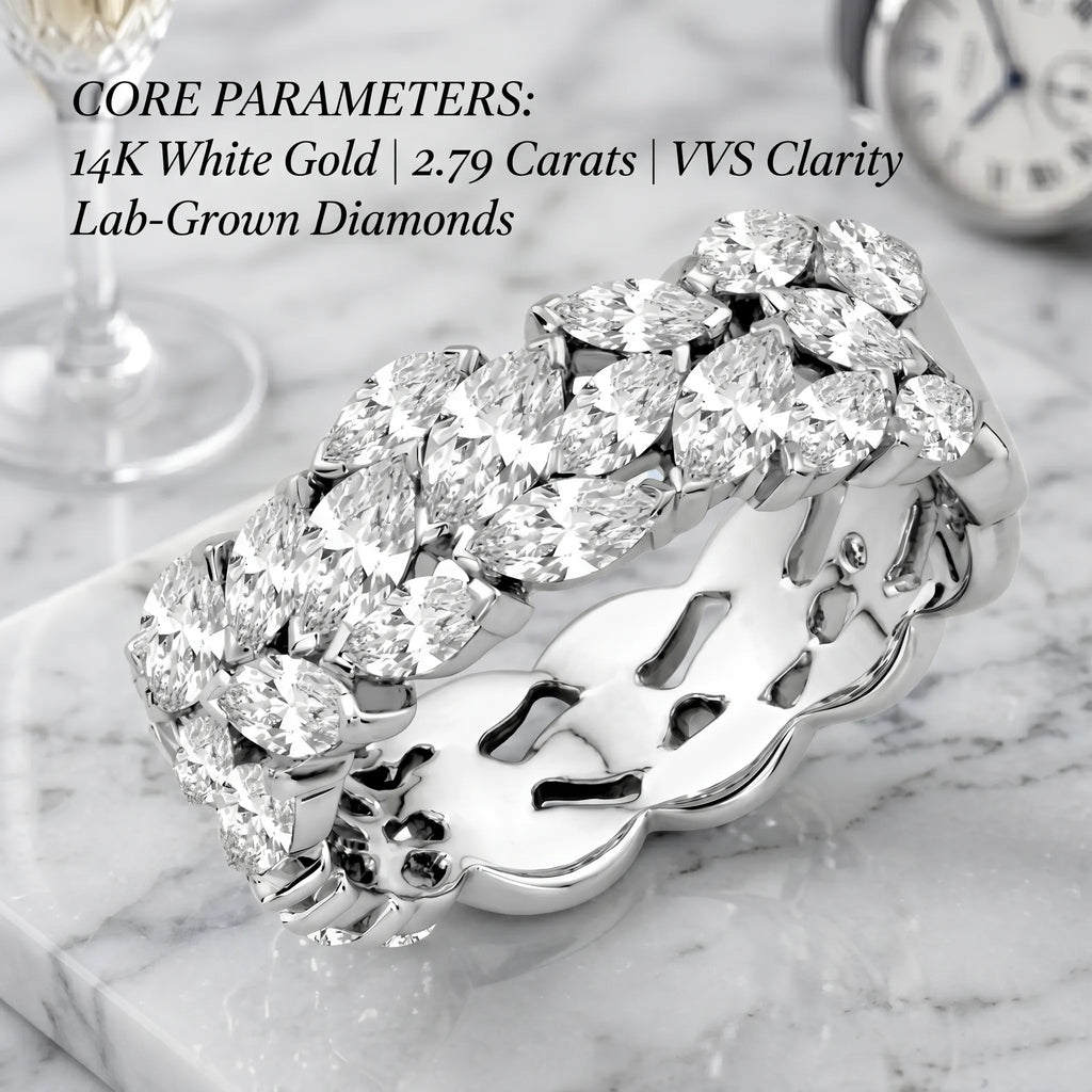 2.79 Carat VVS Diamond Statement Ring in Solid 14K White Gold--Last Day Sale-90% OFF🔥