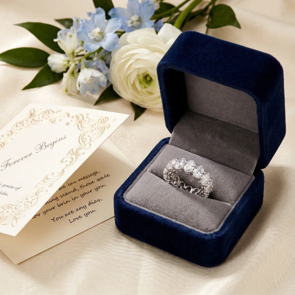 Flawless Oval Cut Eternity Band: Endless Sparkle from Every Angle--Last Day Sale-90% OFF🔥