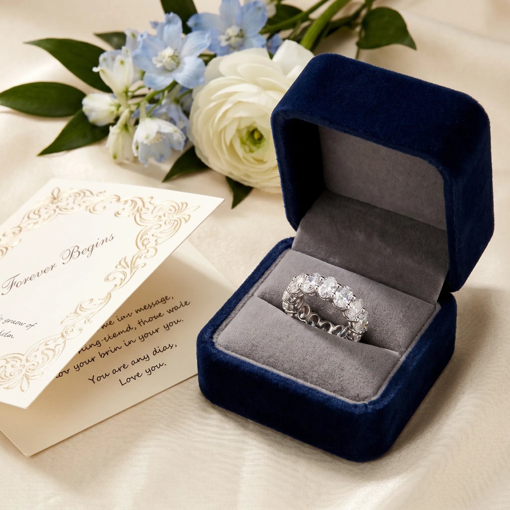 Flawless Oval Cut Eternity Band: Endless Sparkle from Every Angle--Last Day Sale-90% OFF🔥