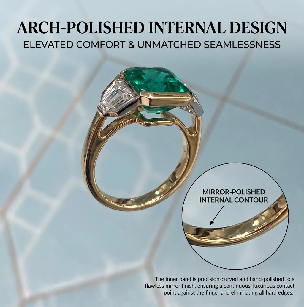 18K Two-Tone Gold Emerald & Diamond Art Deco Ring | Snag-Free Comfort Fit--Last Day Sale-90% OFF🔥