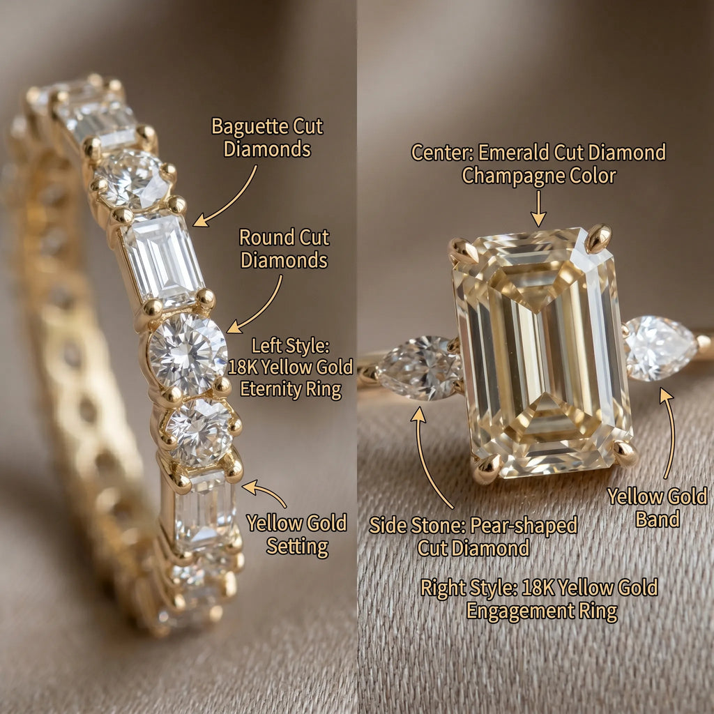 Vintage Emerald Cut 3-Stone Ring Set in 18K Gold Over Silver - The Perfect Travel & Anniversary Upgrade--Last Day Sale-90% OFF🔥