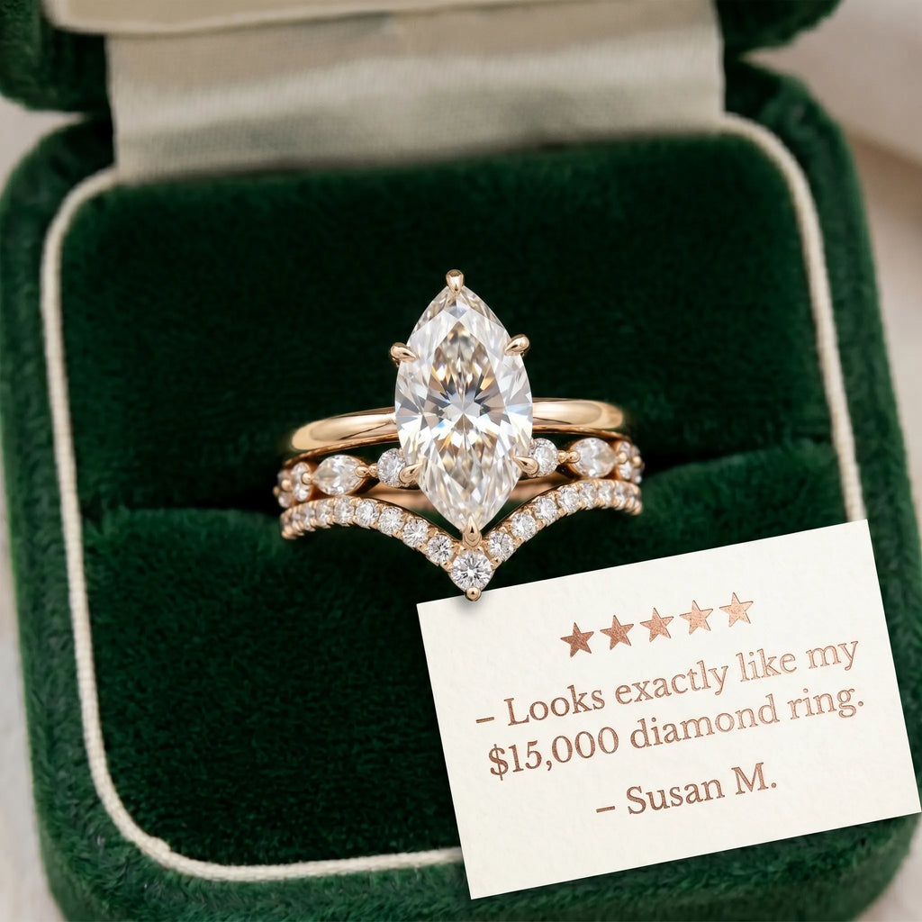 The Timeless Elegance: Marquise Cut Moissanite Crown Ring Set--Last Day Sale-90% OFF🔥