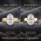 The Timeless Statement: 4ct Oval Lab-Diamond in Hand-Brushed Gold – Elegance That Won't Snag Your Silk or Flip on Your Finger--Last Day Sale-90% OFF🔥