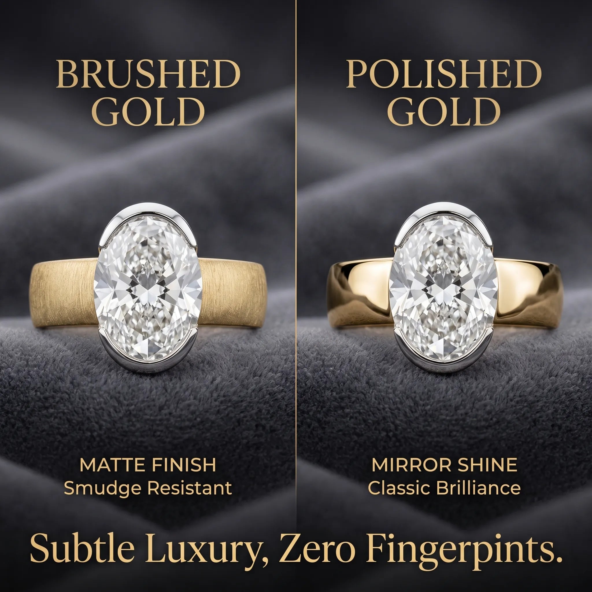 The Timeless Statement: 4ct Oval Lab-Diamond in Hand-Brushed Gold – Elegance That Won't Snag Your Silk or Flip on Your Finger--Last Day Sale-90% OFF🔥