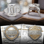 The Ultimate Anniversary Upgrade: Classic Emerald Cut Three-Stone Ring with Heart Accents--Last Day Sale-90% OFF🔥