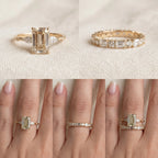 Vintage Emerald Cut 3-Stone Ring Set in 18K Gold Over Silver - The Perfect Travel & Anniversary Upgrade--Last Day Sale-90% OFF🔥