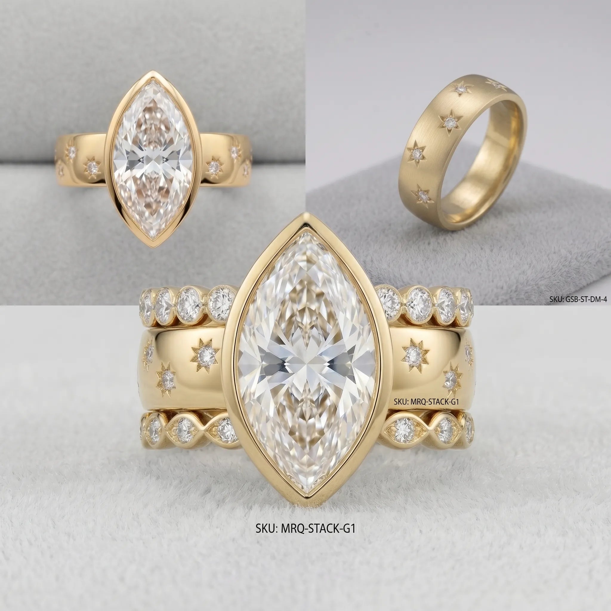 The Timeless Heirloom: 5-Carat Marquise Bezel Ring with Vintage Star Details--Last Day Sale-90% OFF🔥