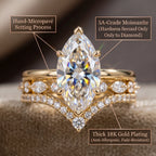 The Timeless Elegance: Marquise Cut Moissanite Crown Ring Set--Last Day Sale-90% OFF🔥