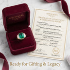 18K Two-Tone Gold Emerald & Diamond Art Deco Ring | Snag-Free Comfort Fit--Last Day Sale-90% OFF🔥