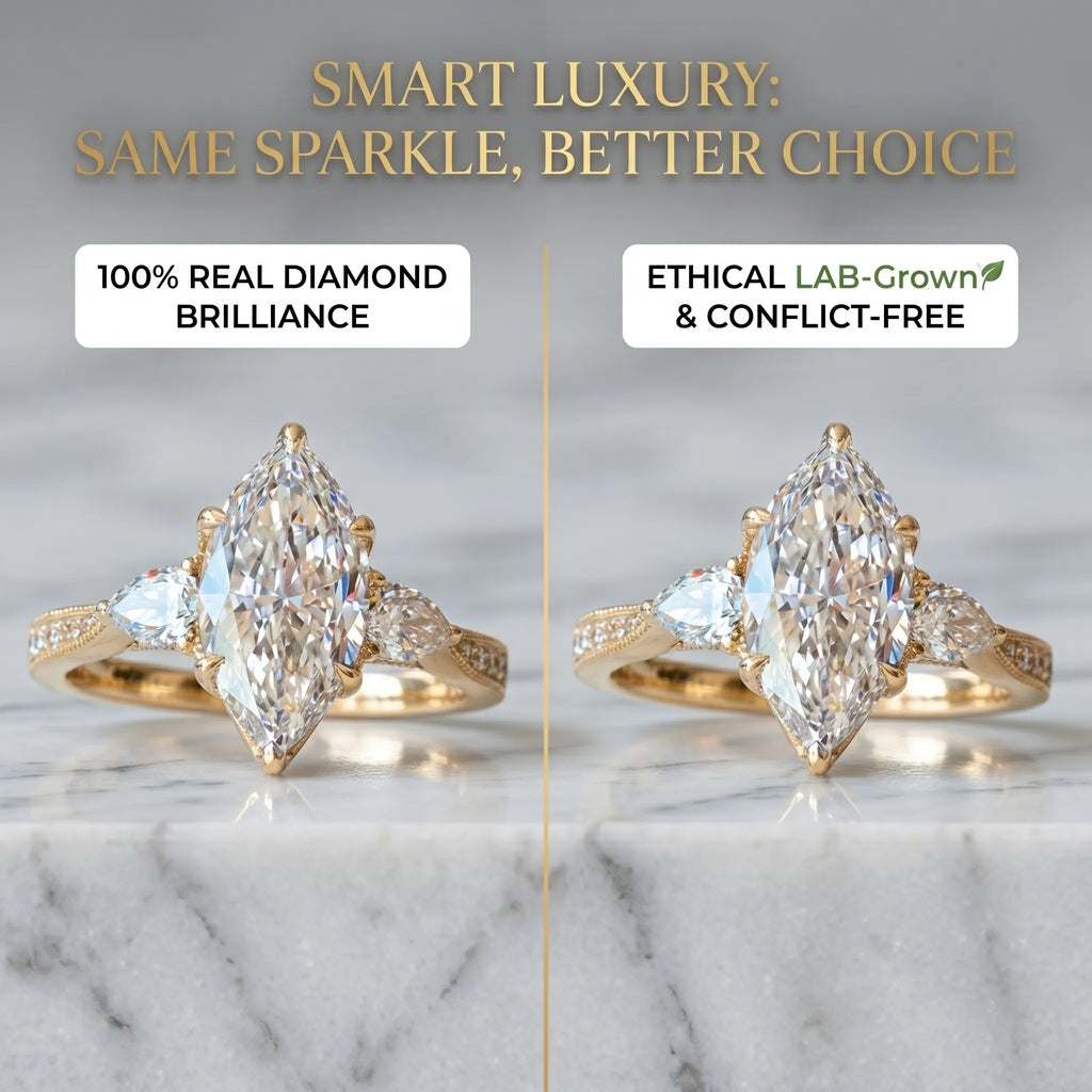 Timeless Elegance: Flattering Marquise Cut Lab Diamond Statement Ring--Last Day Sale-90% OFF🔥