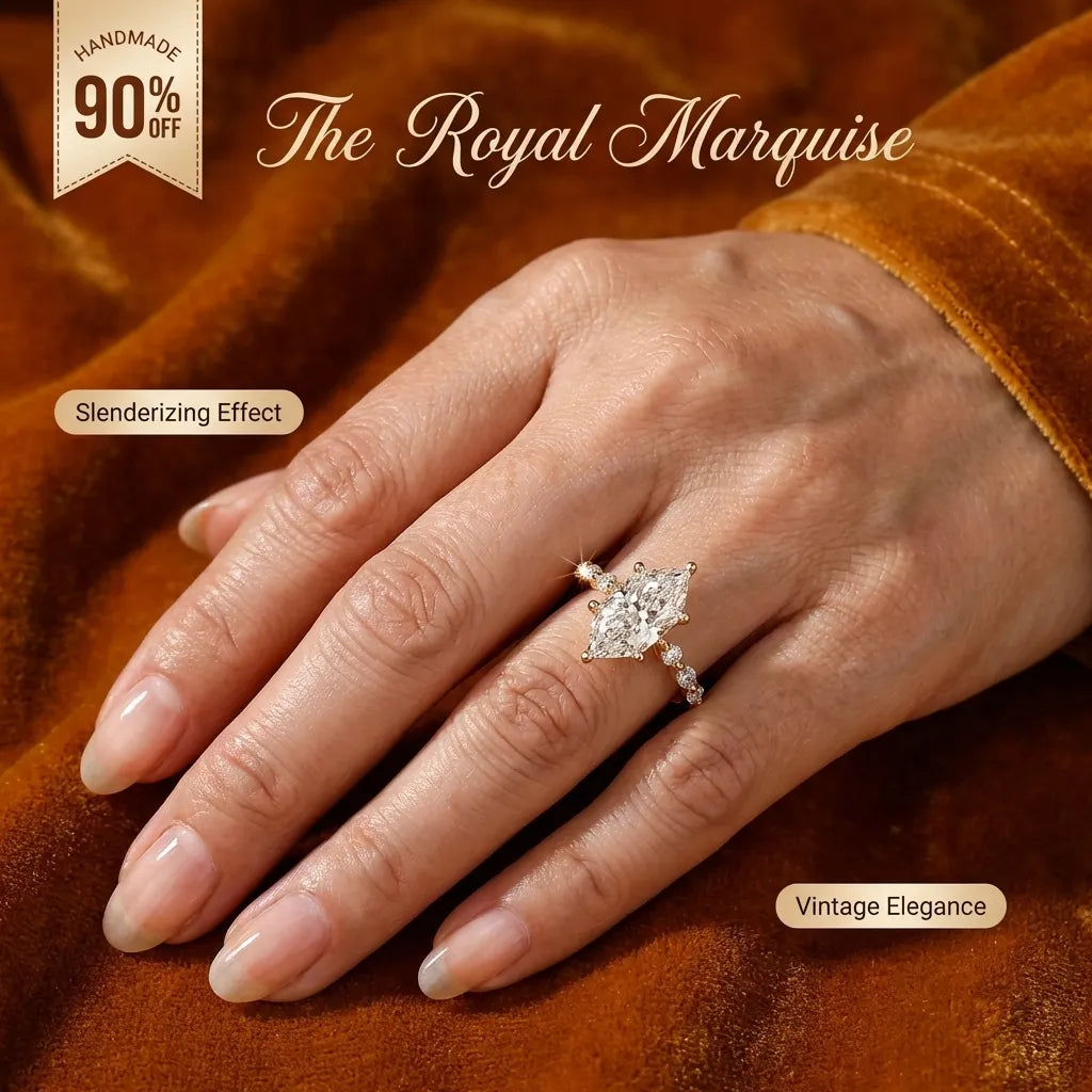 Vintage Royal Marquise Cut Ring –Last Day Sale!🔥90% OFF!-18K Gold Plated Heirloom Elegance, Finger-Slenderizing Everyday Travel Ring