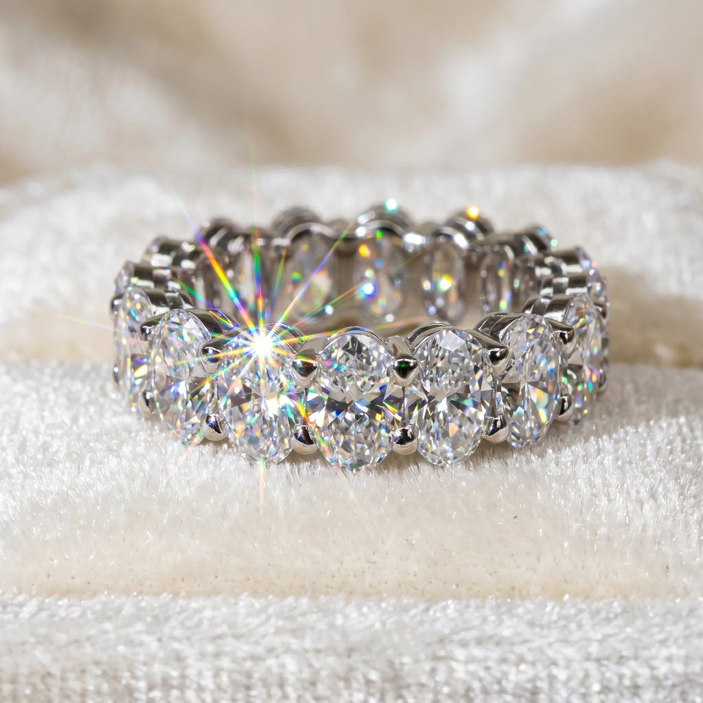 Flawless Oval Cut Eternity Band: Endless Sparkle from Every Angle--Last Day Sale-90% OFF🔥