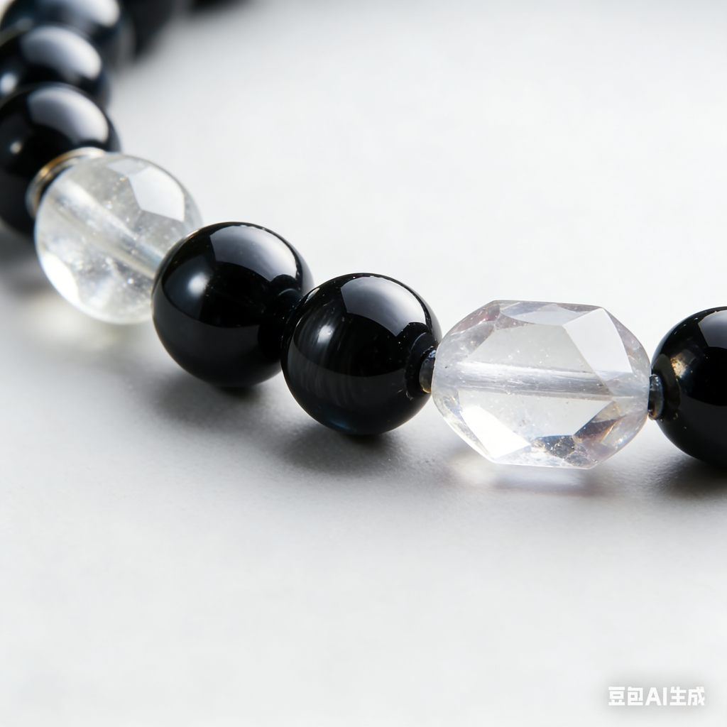 Dark Onyx & Quartz Statement Bracelet