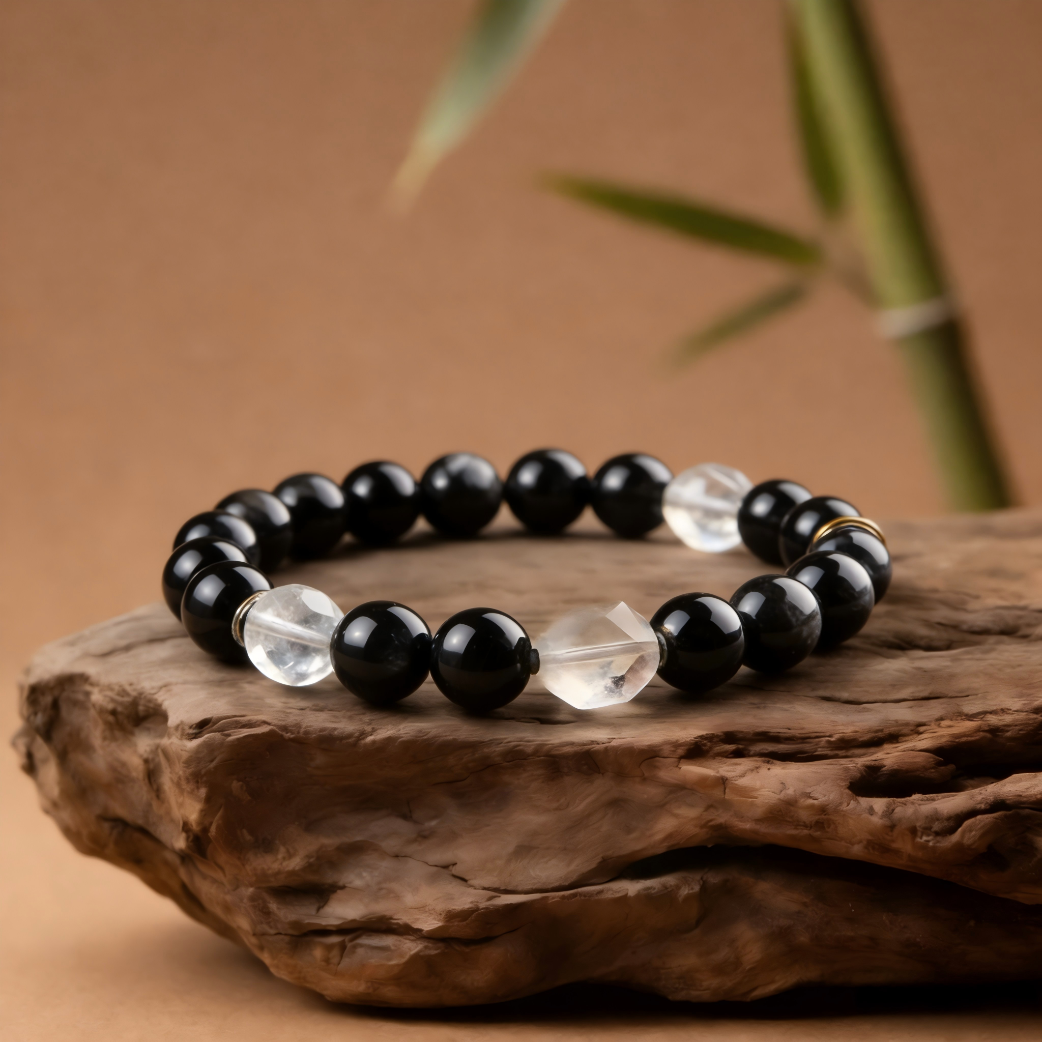 Dark Onyx & Quartz Statement Bracelet