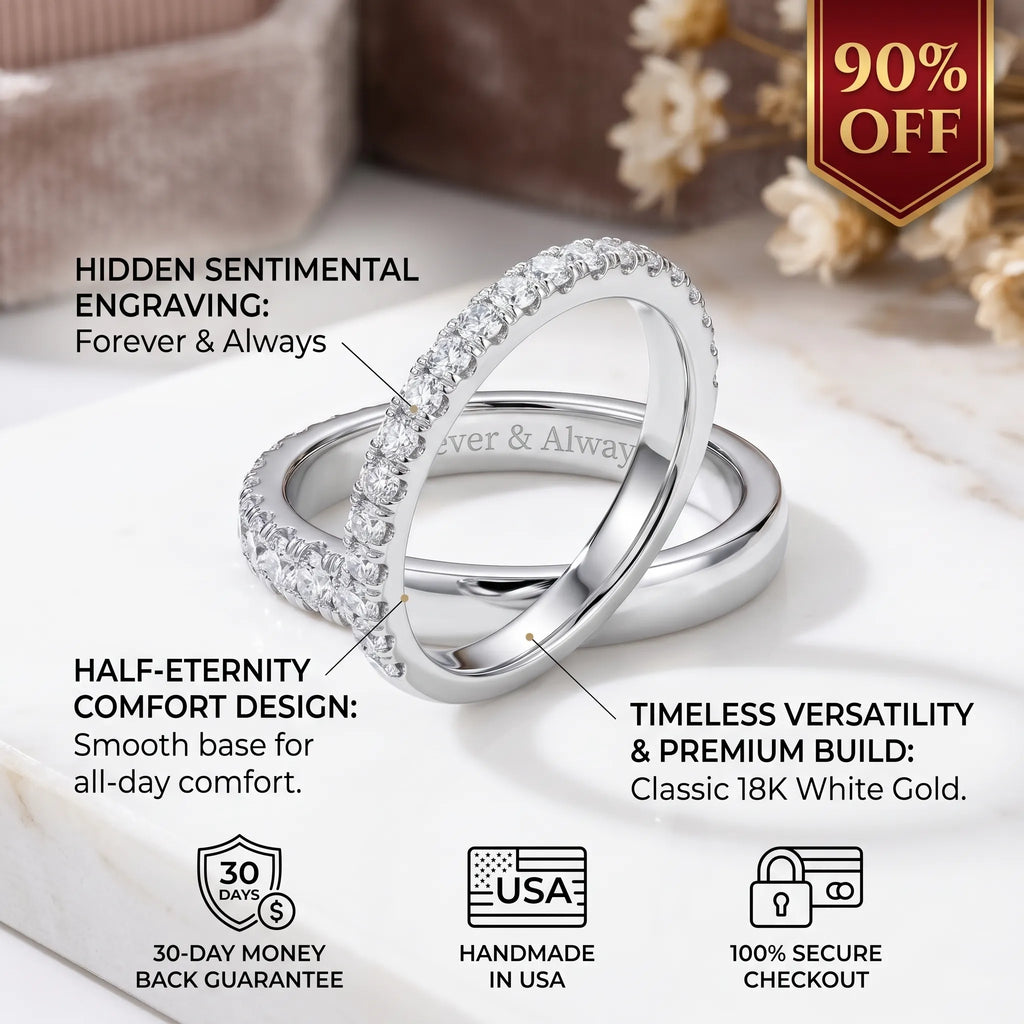 The "Forever & Always" Half Eternity Diamond Band | Premium Platinum Comfort Fit--Last Day Sale🔥90% OFF