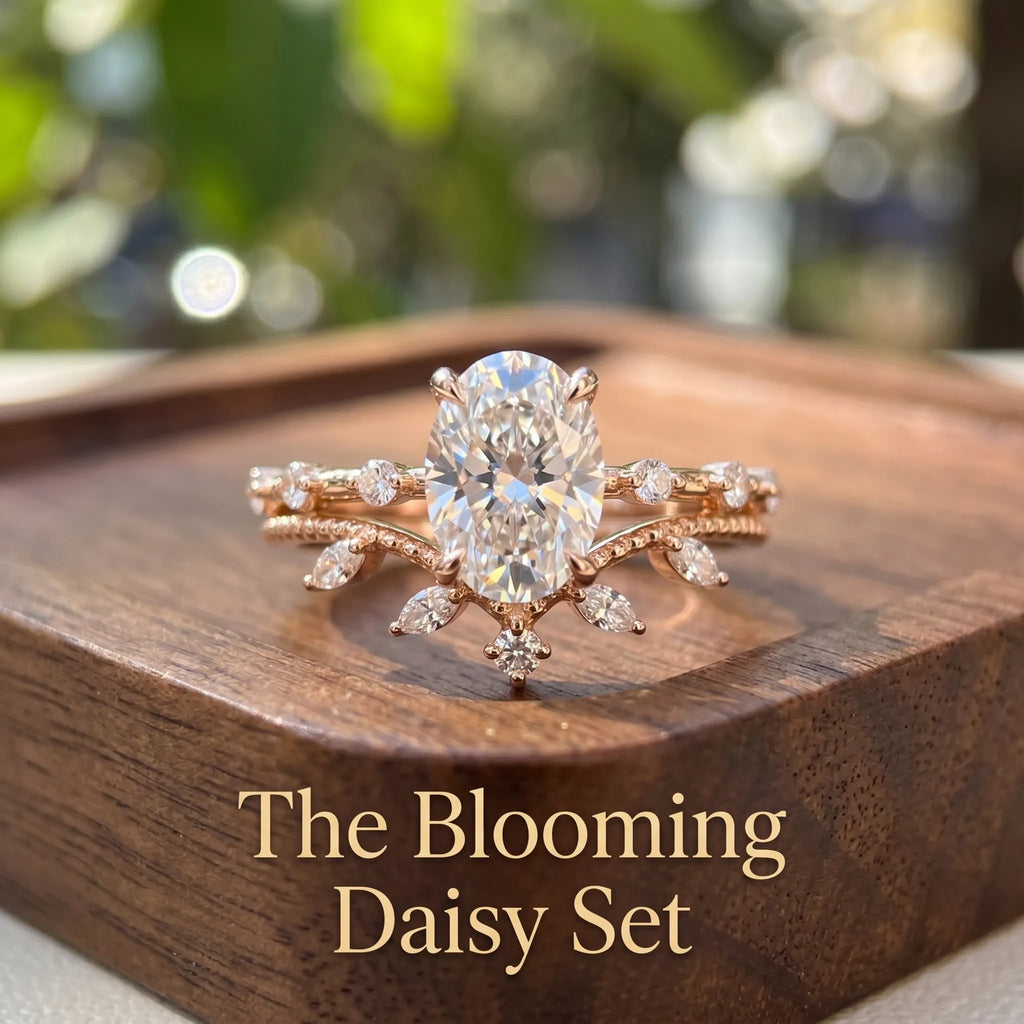 The "Blooming Daisy" Oval & Leafy Nesting Ring Set | 3-in-1 Versatile Anniversary Upgrade --Last Day Sale🔥90% OFF