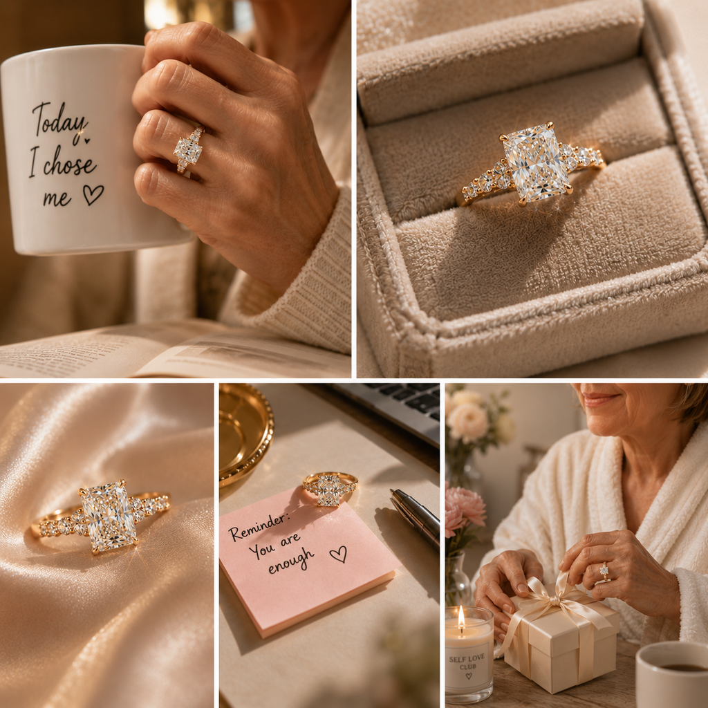 A Little Sparkle For Yourself: 1-5-Carat Flawless Radiant Cut Moissanite Ring (Hidden Halo, VVS1)-Last Day Sale🔥-90% OFF