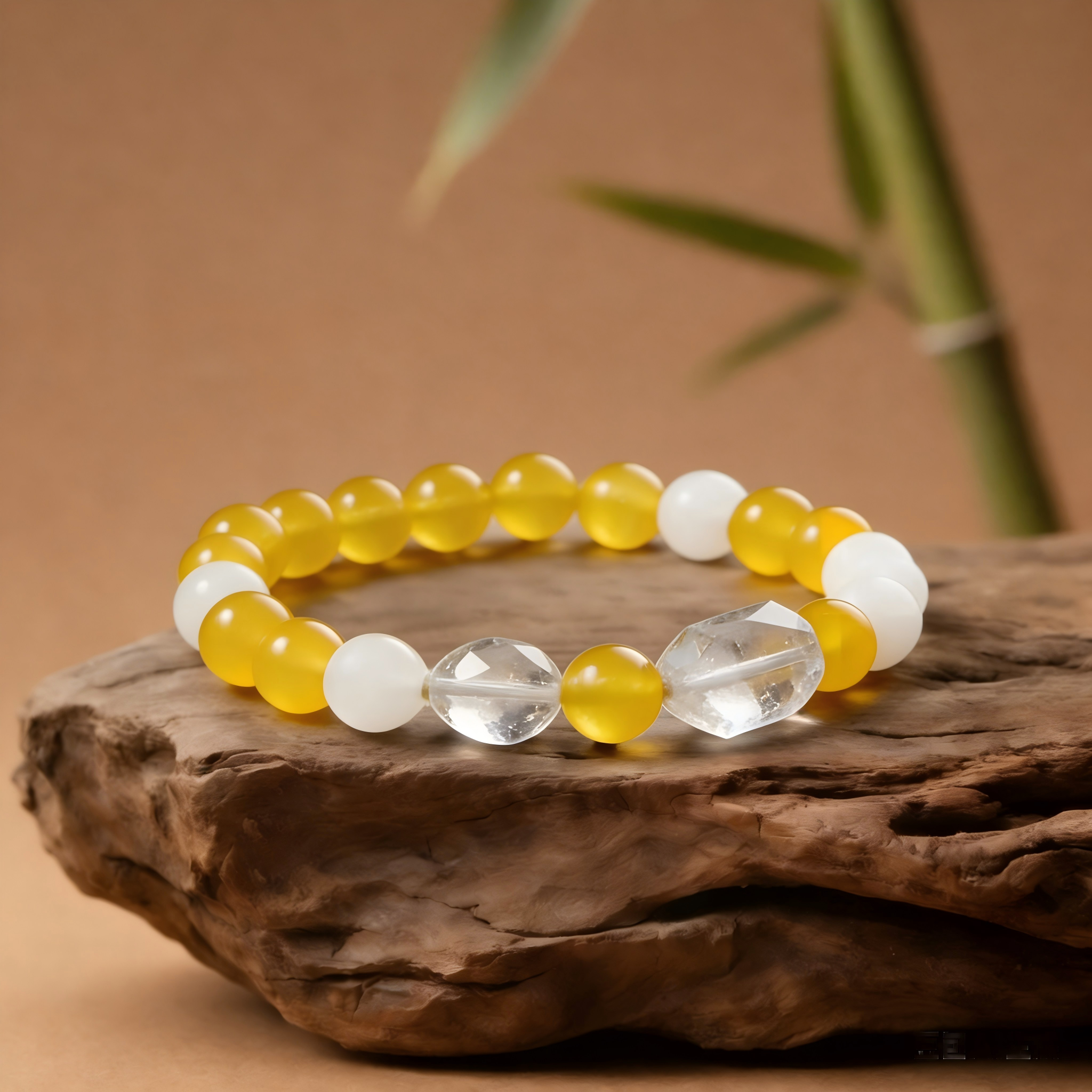 Golden Glow Gemstone Bead Bracelet
