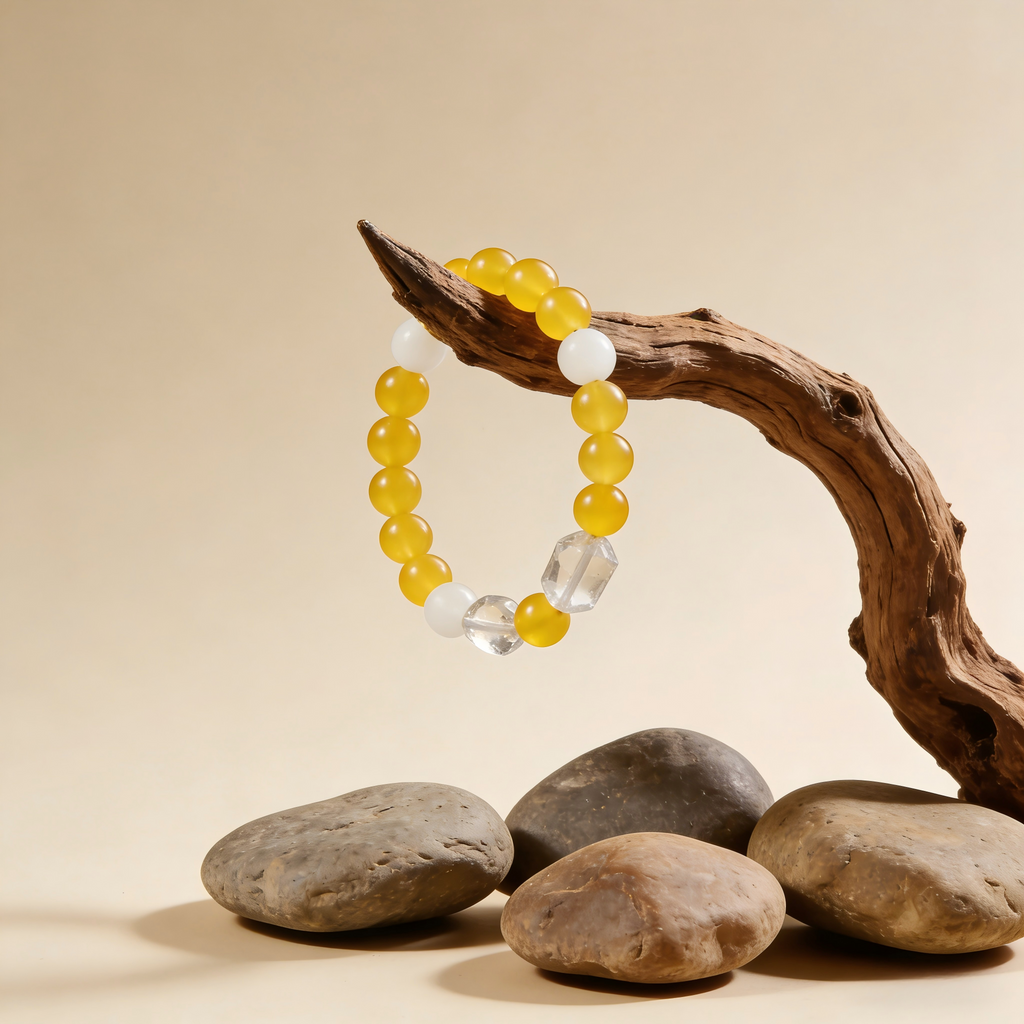 Golden Glow Gemstone Bead Bracelet