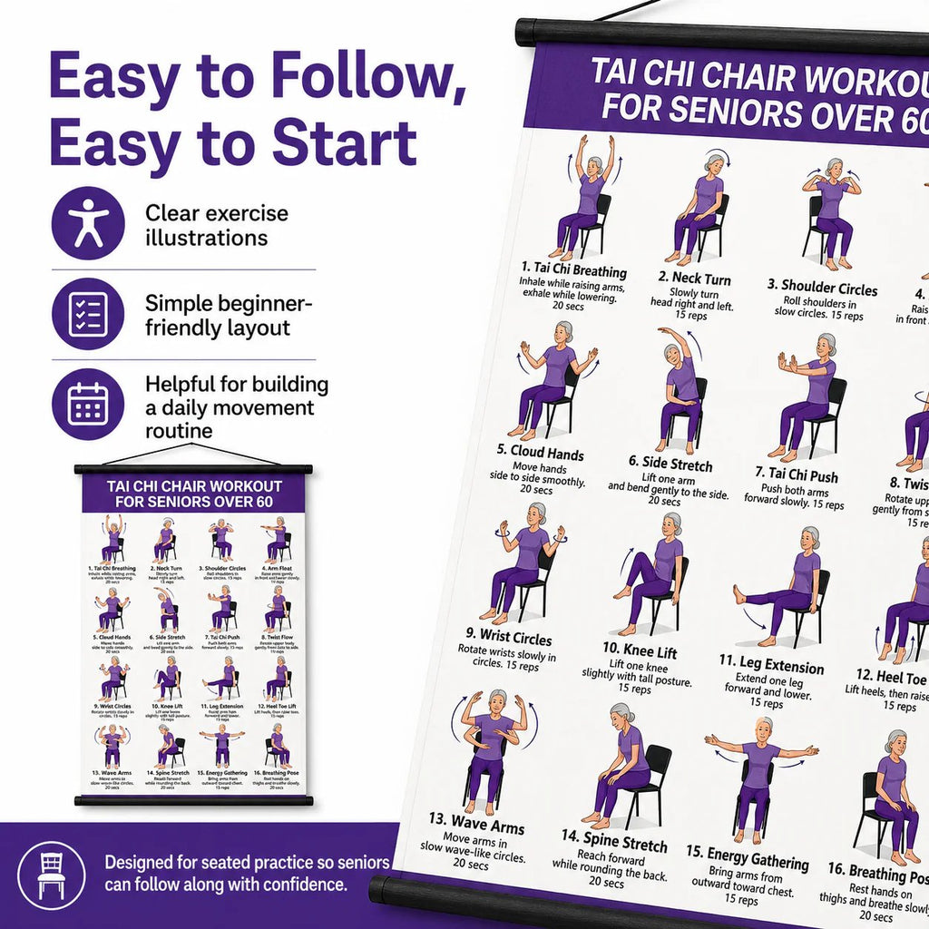 🔥Last Day 90% OFF🔥❄️🔥Tai Chi Chair Workout Chart for Seniors (16 x 24 inches)