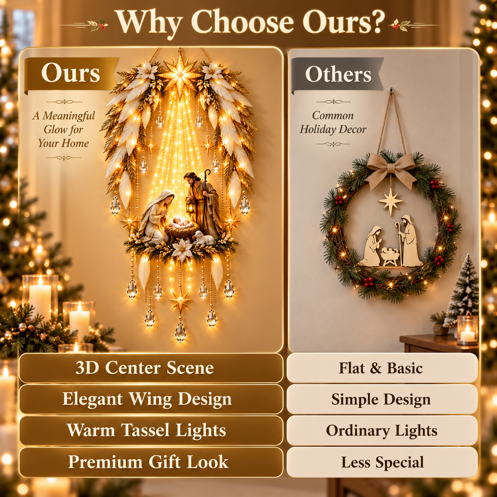 🔥Last Day 90% OFF🔥👼 Heavenly Angel Wings Nativity Light✨ – Lighted Christmas Wall Decor  ✈️