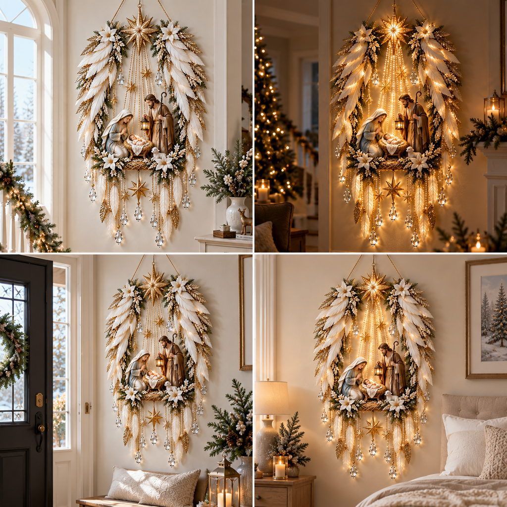 🔥Last Day 90% OFF🔥👼 Heavenly Angel Wings Nativity Light✨ – Lighted Christmas Wall Decor  ✈️