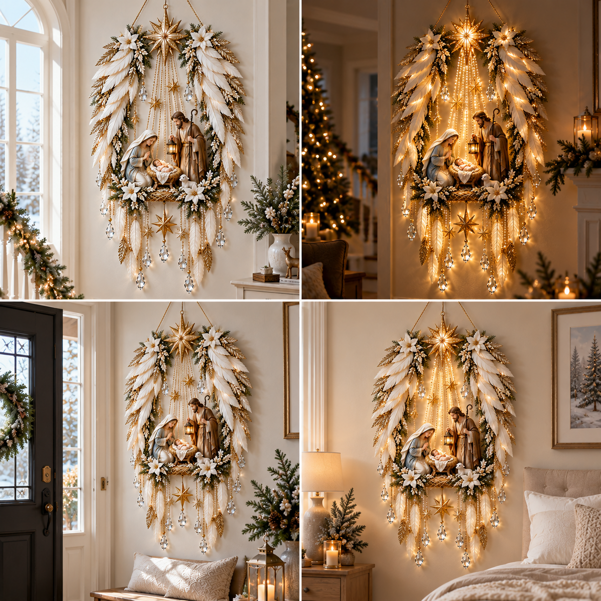 🔥Last Day 90% OFF🔥👼 Heavenly Angel Wings Nativity Light✨ – Lighted Christmas Wall Decor  ✈️